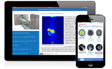 tablet and smartphone featuring NIBIB mobile apps